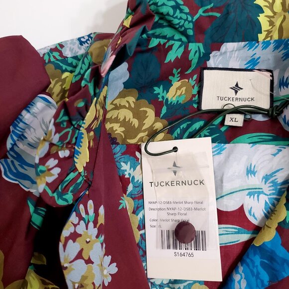 Tuckernuck Alice Midi Dress XL Merlot Oxblood Verdant Floral Print Cotton - Picture 8 of 15